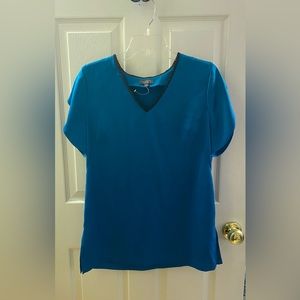 The Limited - Blue blouse v-neck - black beads - size S